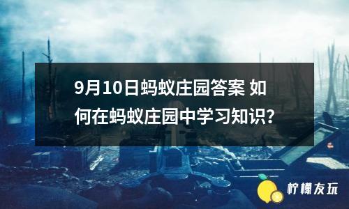 9月10日螞蟻莊園答案 如何在螞蟻莊園中學習知識？